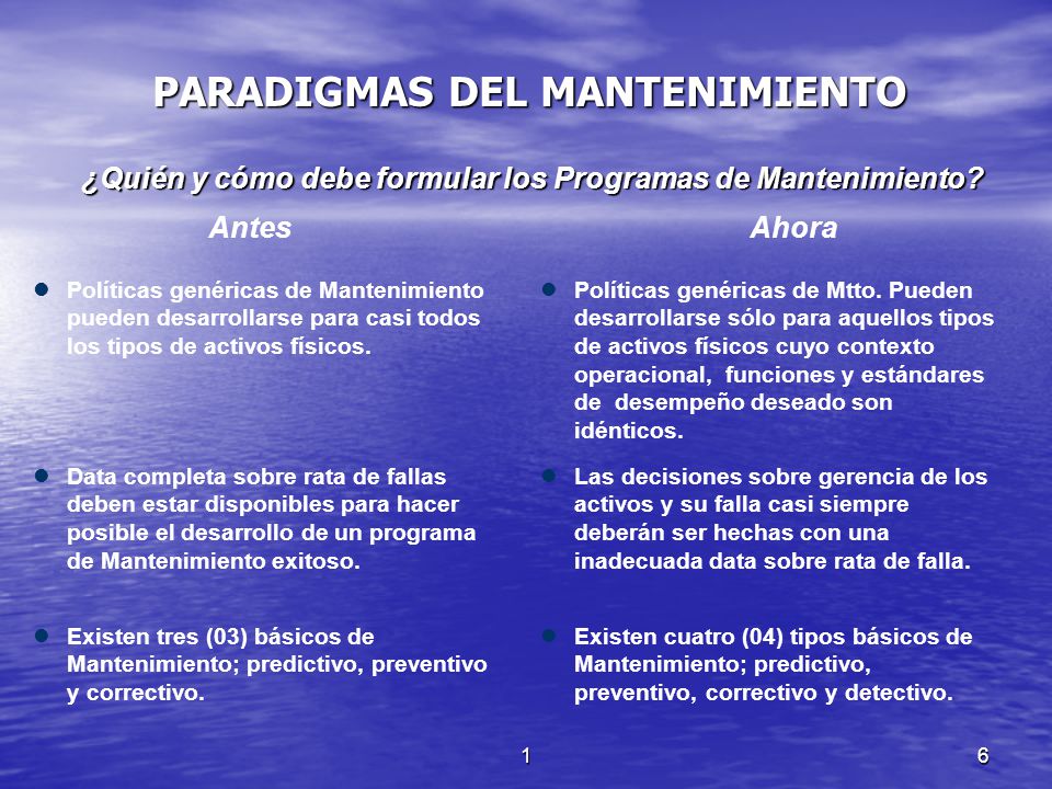 ¿Quién y cómo debe formular los Programas de Mantenimiento