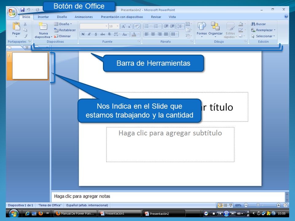 Nos Indica en el Slide que estamos trabajando y la cantidad