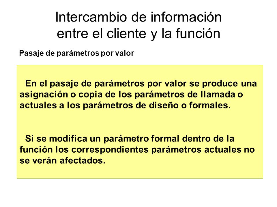 Intercambio de información entre el cliente y la función
