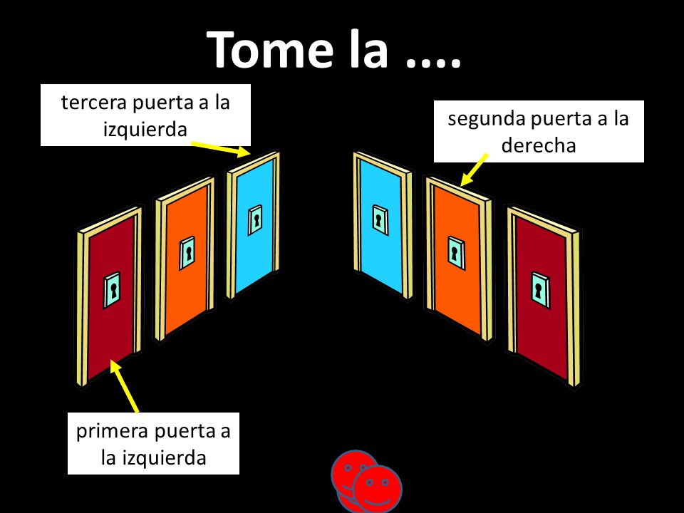 Tome la .... tercera puerta a la izquierda segunda puerta a la derecha