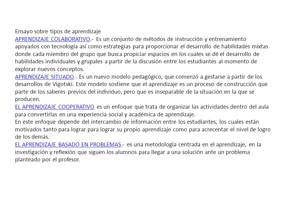 Ensayo sobre tipos de aprendizaje