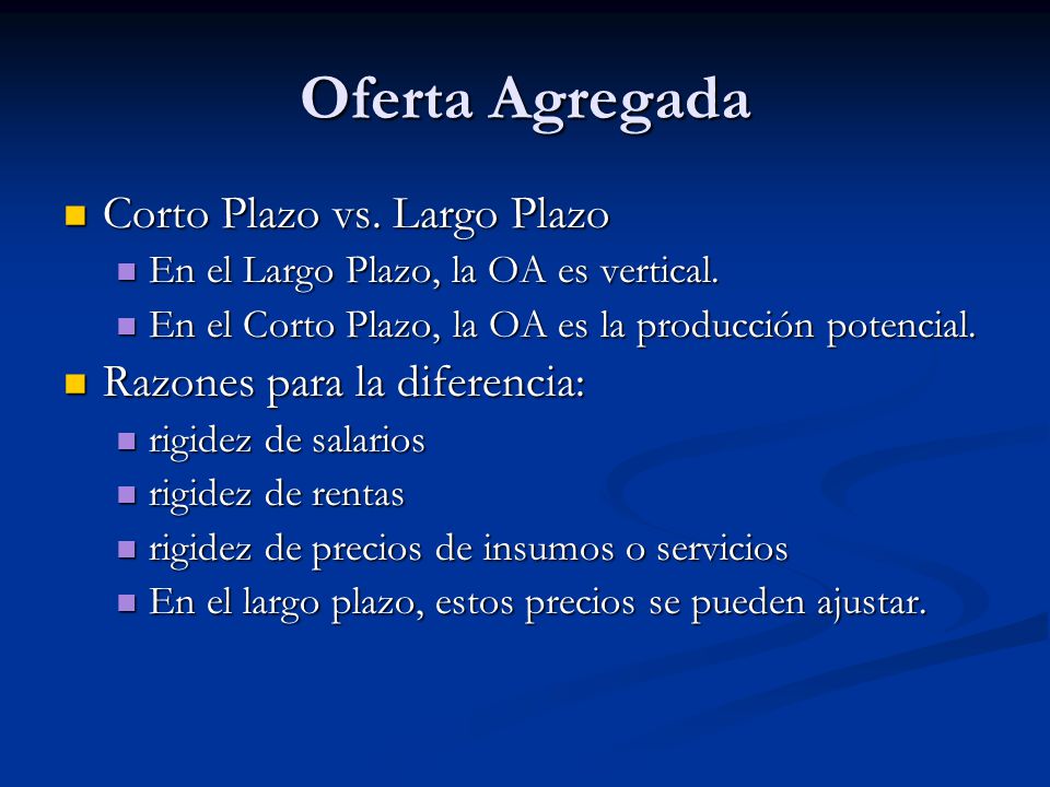 Oferta Agregada Corto Plazo vs. Largo Plazo