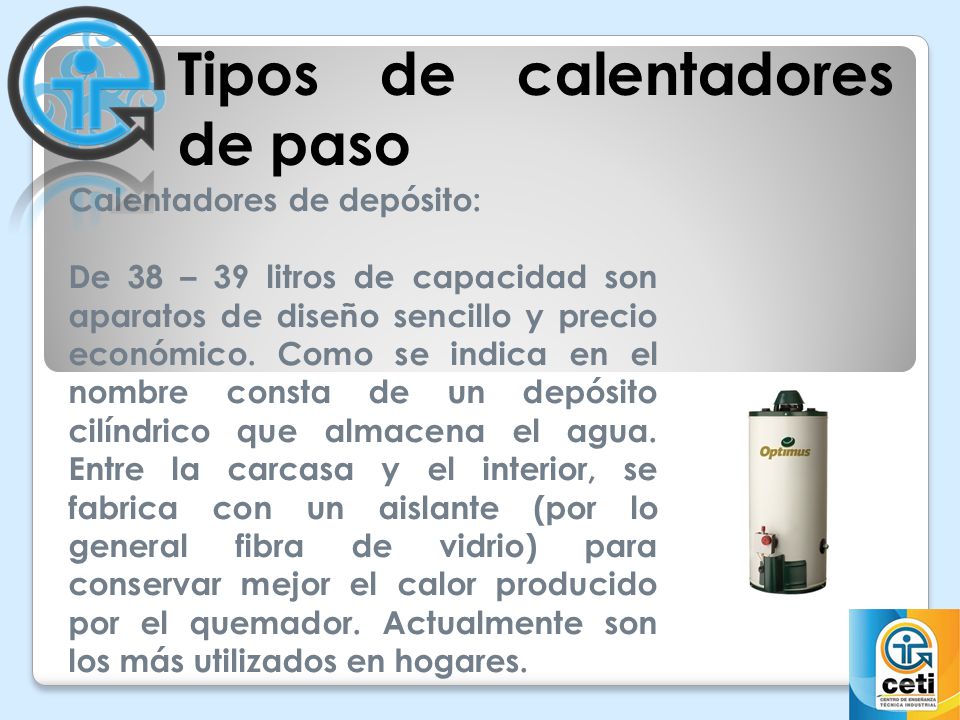 Tipos de calentadores de paso