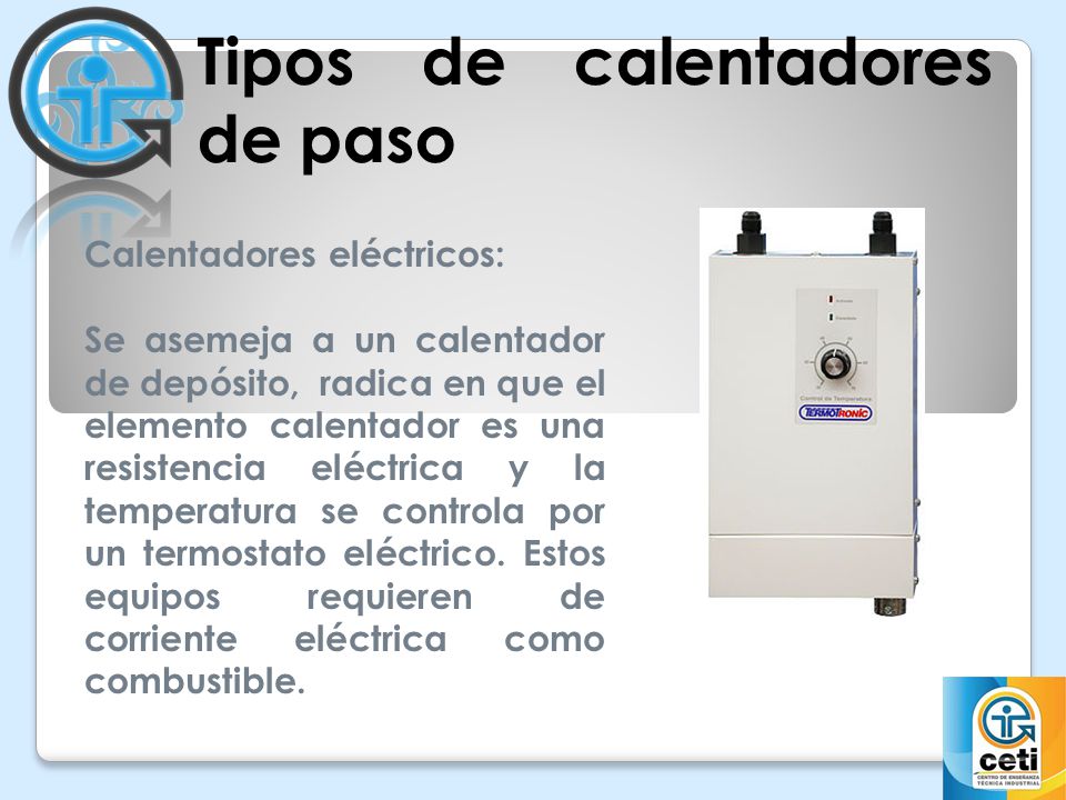 Tipos de calentadores de paso