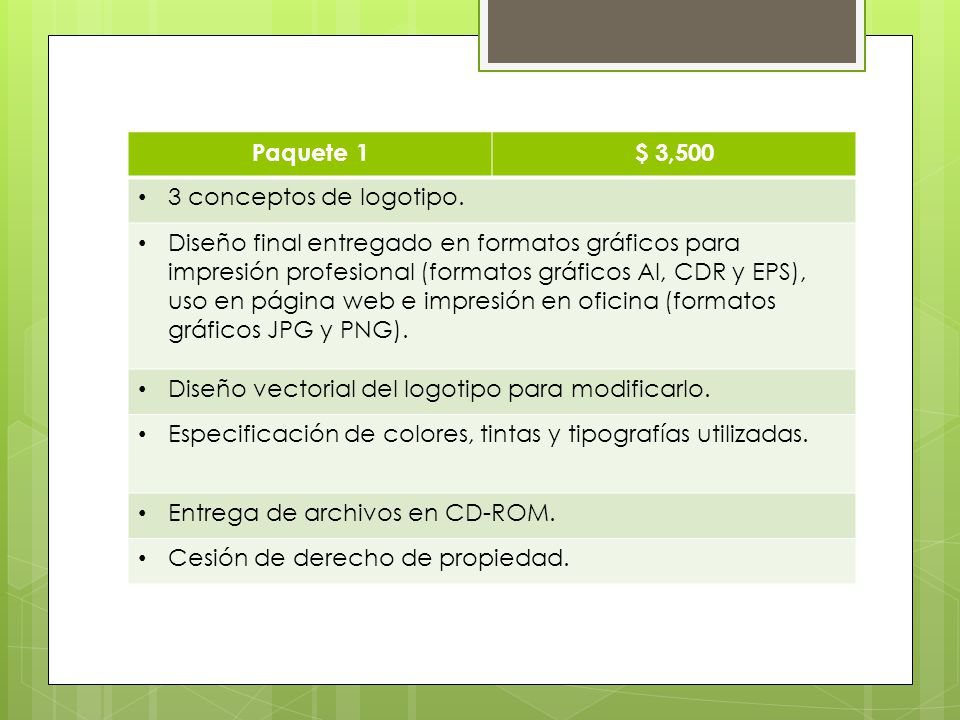 Paquete 1 $ 3, conceptos de logotipo.
