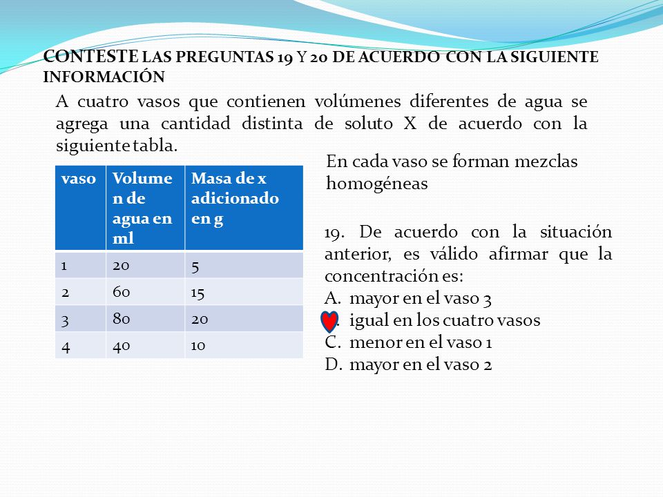 CONTESTE LAS PREGUNTAS 19 Y 20 DE ACUERDO CON LA SIGUIENTE INFORMACIÓN