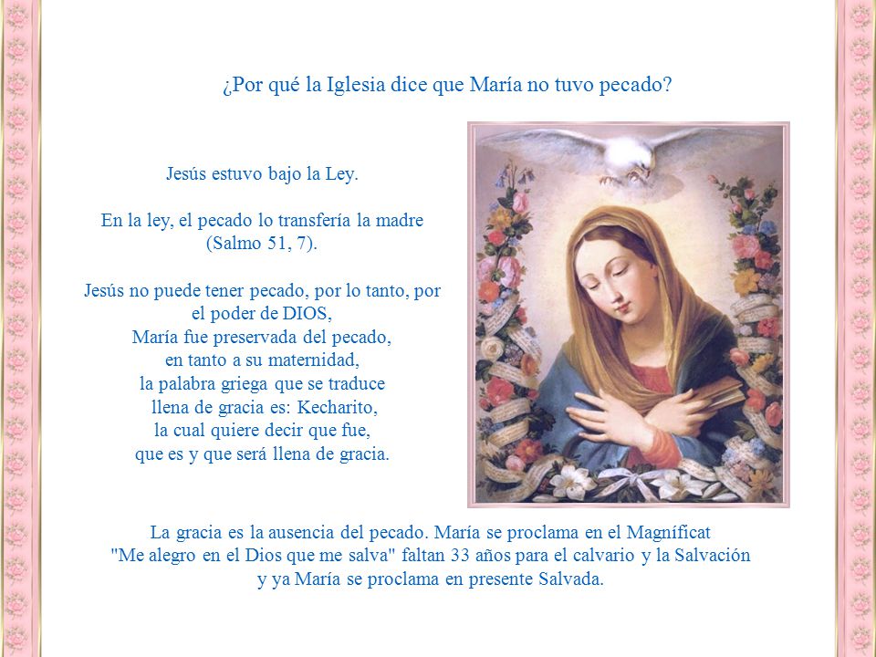 ¿Por qué la Iglesia dice que María no tuvo pecado