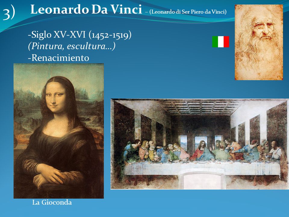3) Leonardo Da Vinci – (Leonardo di Ser Piero da Vinci)
