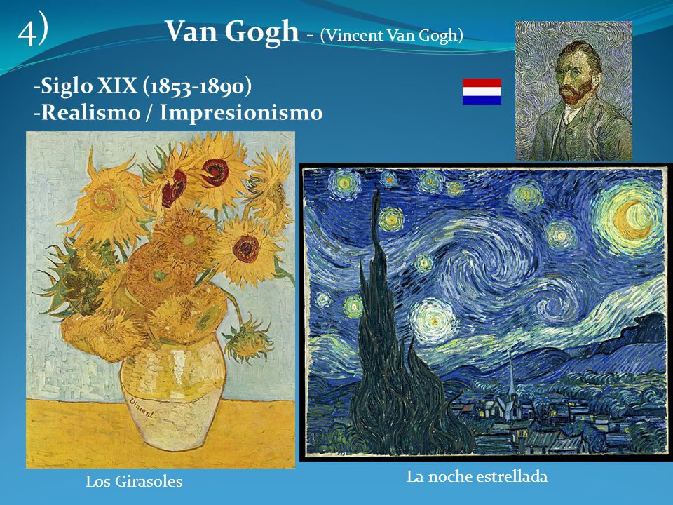 4) Van Gogh - (Vincent Van Gogh) -Siglo XIX ( )