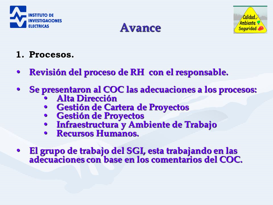 Avance Procesos. Revisión del proceso de RH con el responsable.