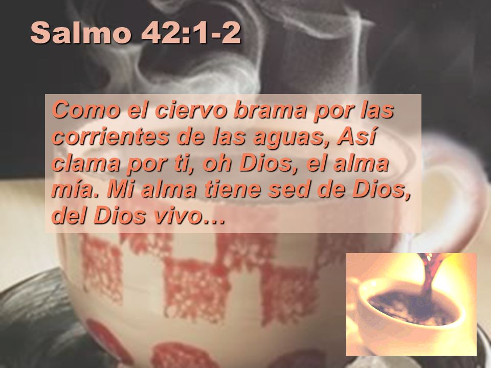 Salmo 42:1-2 Como el ciervo brama por las corrientes de las aguas, Así clama por ti, oh Dios, el alma mía.