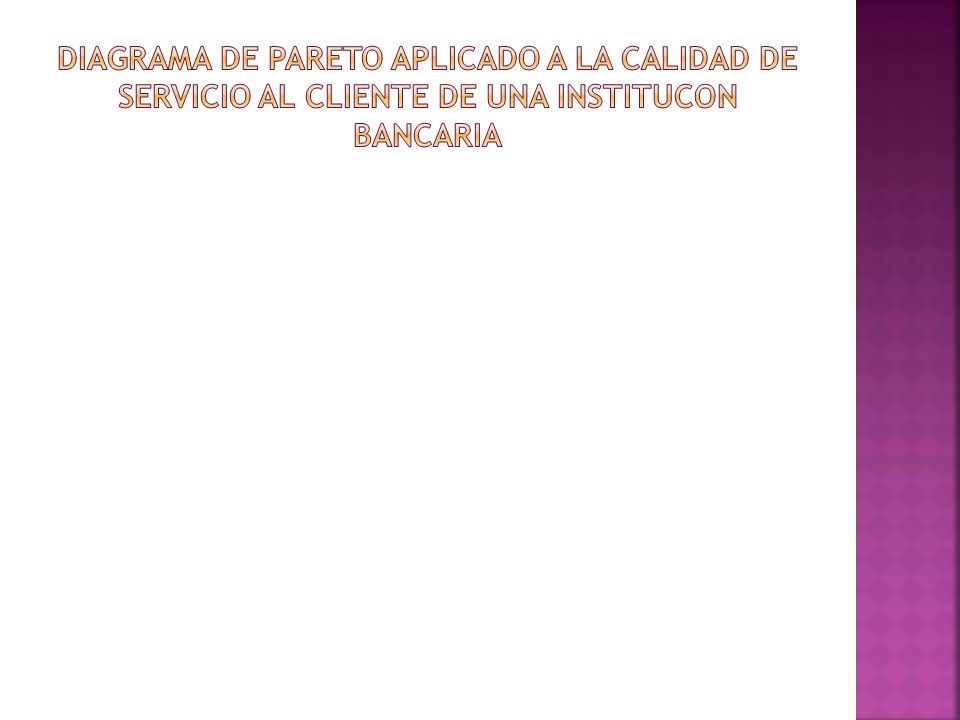 DIAGRAMA DE PARETO APLICADO A LA CALIDAD DE SERVICIO AL CLIENTE DE UNA INSTITUCON BANCARIA