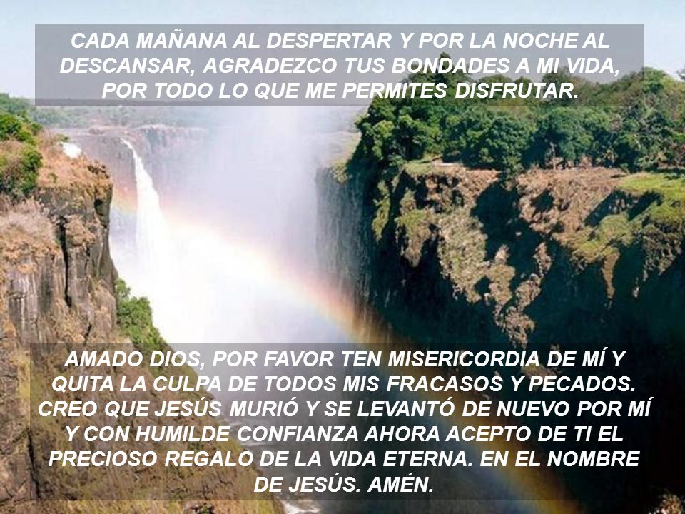 CADA MAÑANA AL DESPERTAR Y POR LA NOCHE AL DESCANSAR, AGRADEZCO TUS BONDADES A MI VIDA, POR TODO LO QUE ME PERMITES DISFRUTAR.