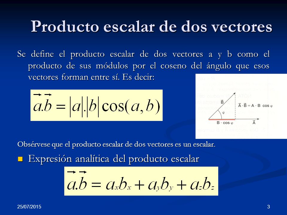 Producto escalar de dos vectores