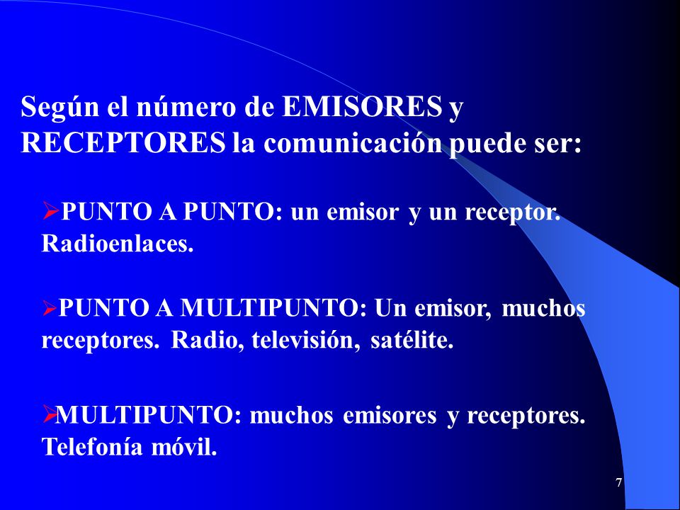 Según el número de EMISORES y RECEPTORES la comunicación puede ser:
