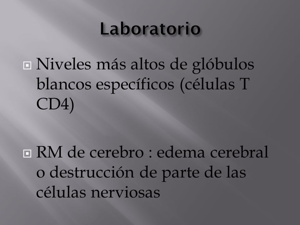 Laboratorio Niveles más altos de glóbulos blancos específicos (células T CD4)
