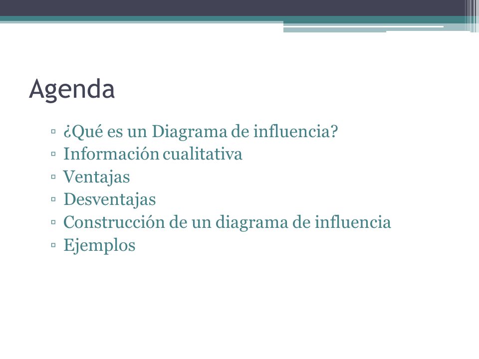 Agenda ¿Qué es un Diagrama de influencia Información cualitativa