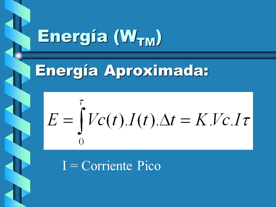 Energía (WTM) Energía Aproximada: I = Corriente Pico