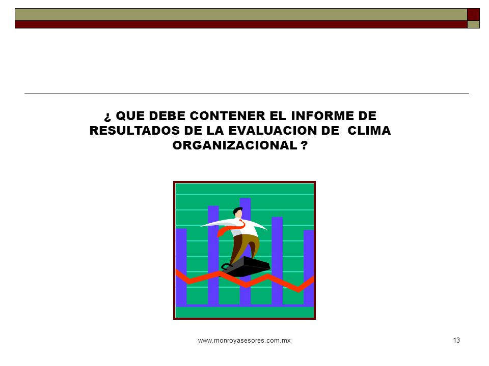 ¿ QUE DEBE CONTENER EL INFORME DE RESULTADOS DE LA EVALUACION DE CLIMA ORGANIZACIONAL