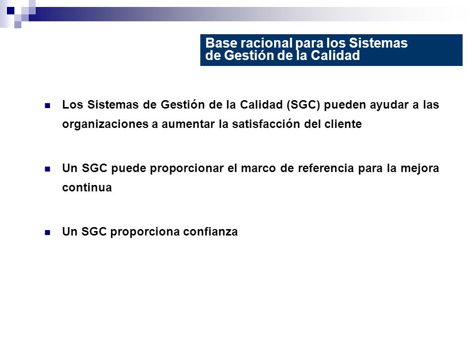 Base racional para los Sistemas de Gestión de la Calidad