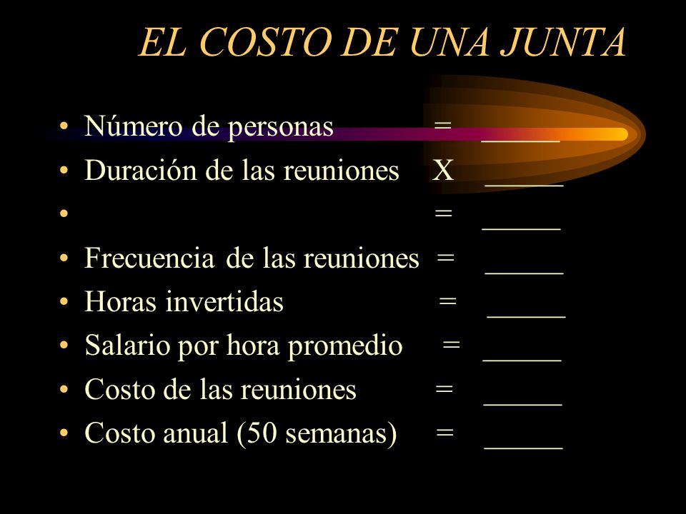 EL COSTO DE UNA JUNTA Número de personas = _____