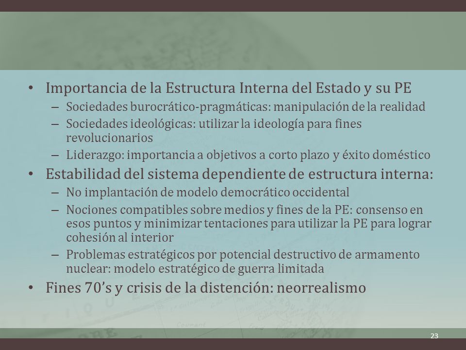 Importancia de la Estructura Interna del Estado y su PE