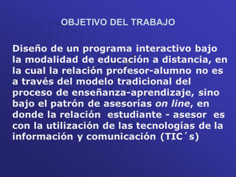 OBJETIVO DEL TRABAJO