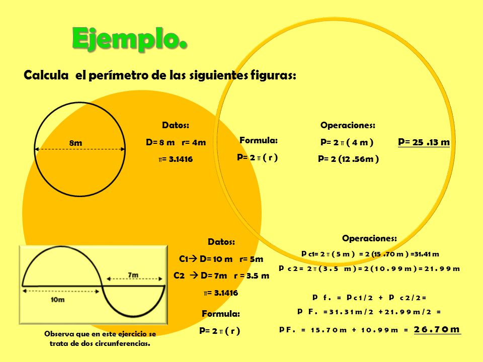 Observa que en este ejercicio se trata de dos circunferencias.