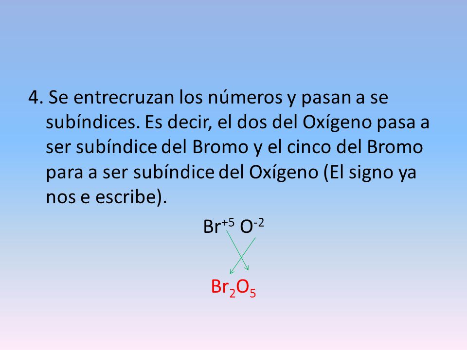 4. Se entrecruzan los números y pasan a se subíndices