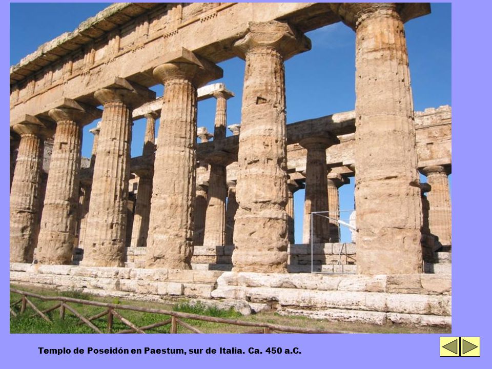 Templo de Poseidón en Paestum, sur de Italia. Ca. 450 a.C.