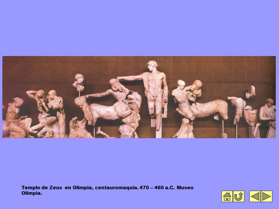 Templo de Zeus en Olimpia, centauromaquia. 470 – 460 a. C
