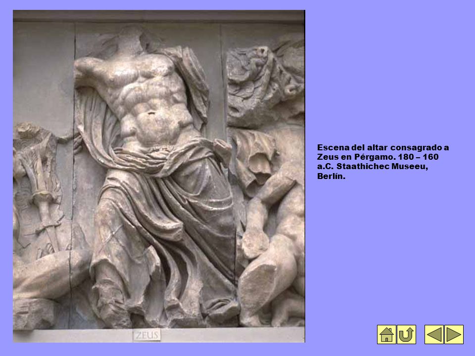 Escena del altar consagrado a Zeus en Pérgamo. 180 – 160 a. C