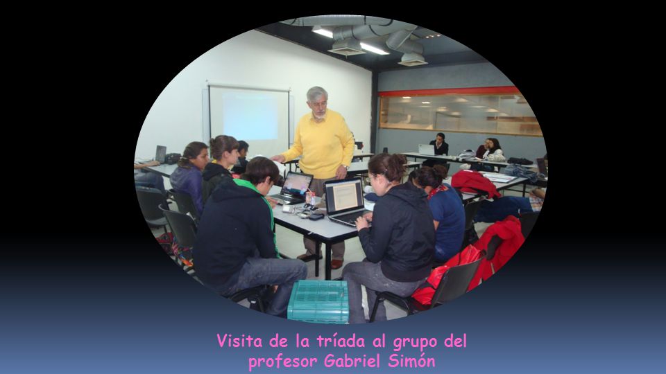 Visita de la tríada al grupo del profesor Gabriel Simón