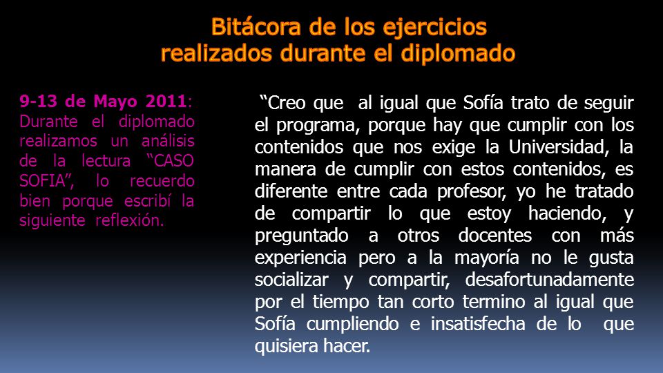 Bitácora de los ejercicios realizados durante el diplomado