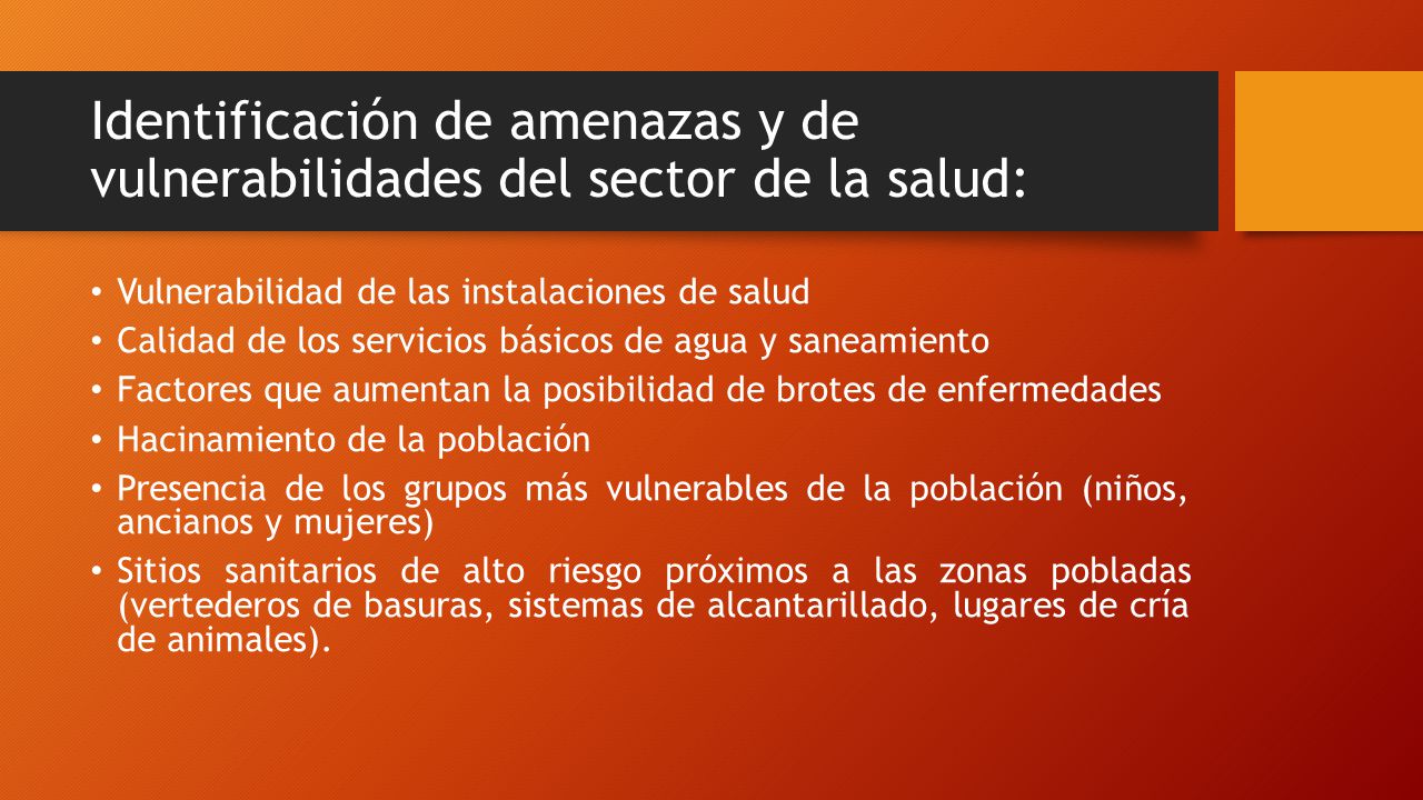 Identificación de amenazas y de vulnerabilidades del sector de la salud: