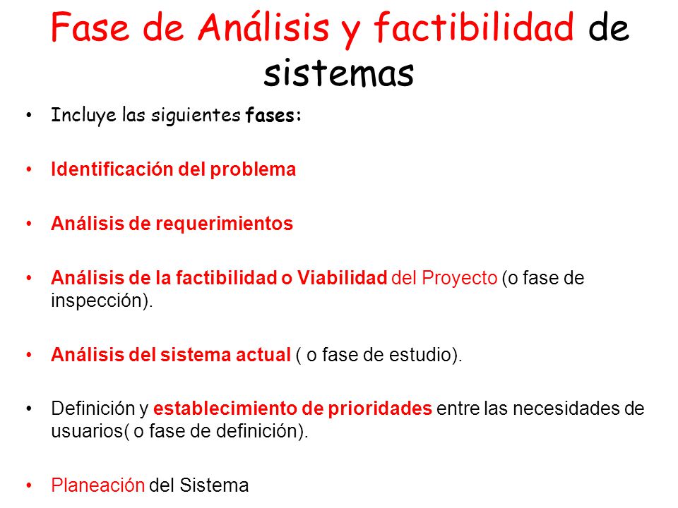 Fase de Análisis y factibilidad de sistemas