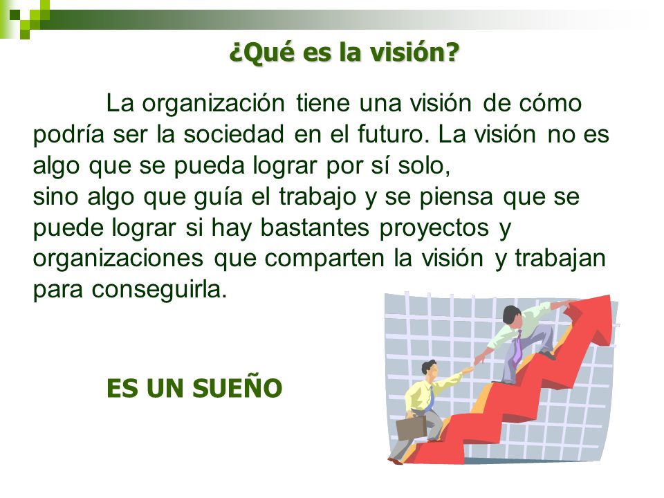 ¿Qué es la visión La organización tiene una visión de cómo.