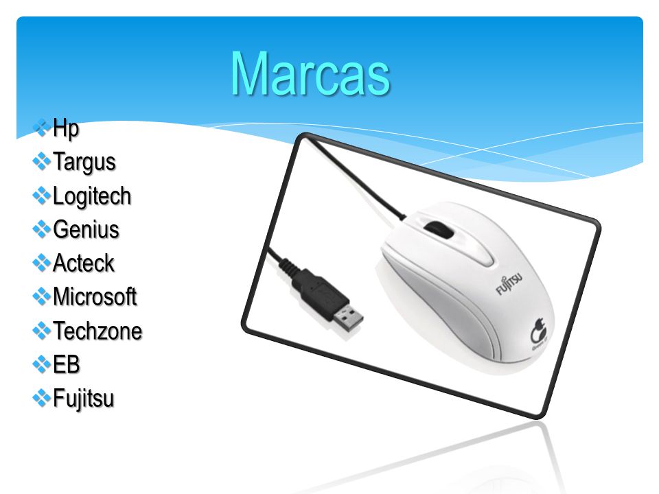 Marcas Hp Targus Logitech Genius Acteck Microsoft Techzone EB Fujitsu