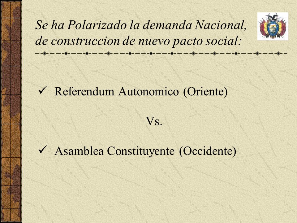 Se ha Polarizado la demanda Nacional, de construccion de nuevo pacto social: