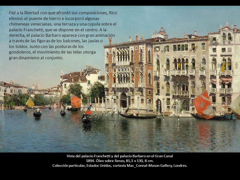 Vista del palacio Franchetti y del palacio Barbaro en el Gran Canal