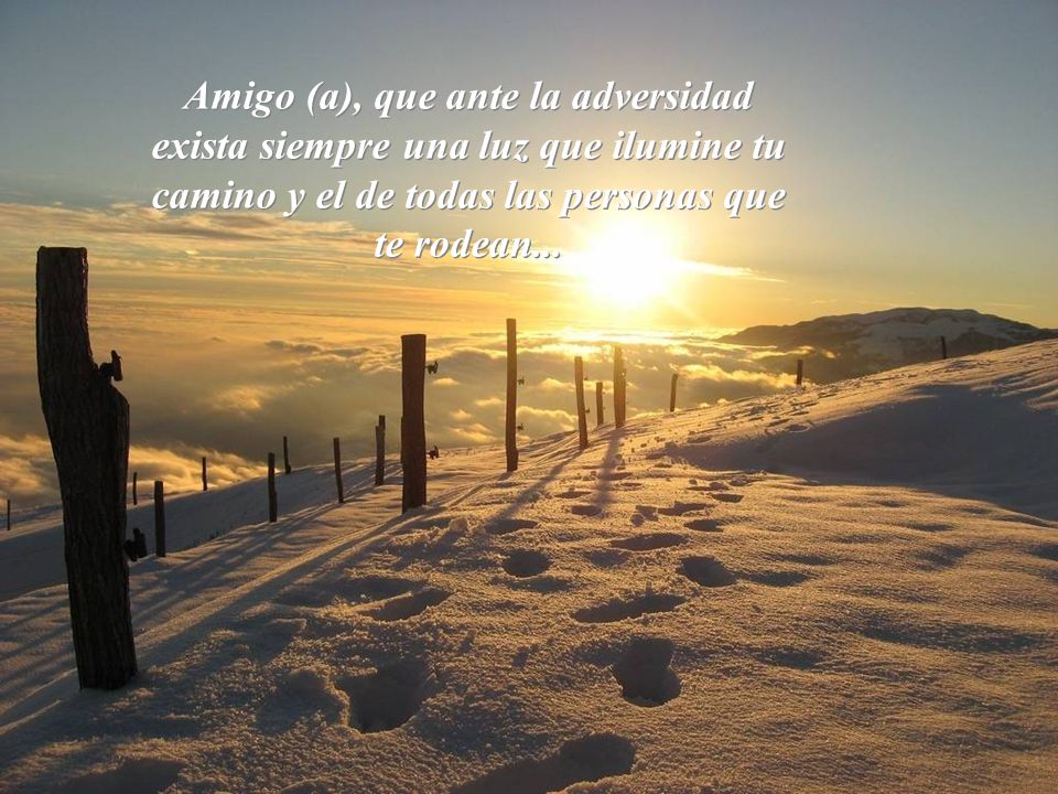 Amigo (a), que ante la adversidad exista siempre una luz que ilumine tu camino y el de todas las personas que te rodean...