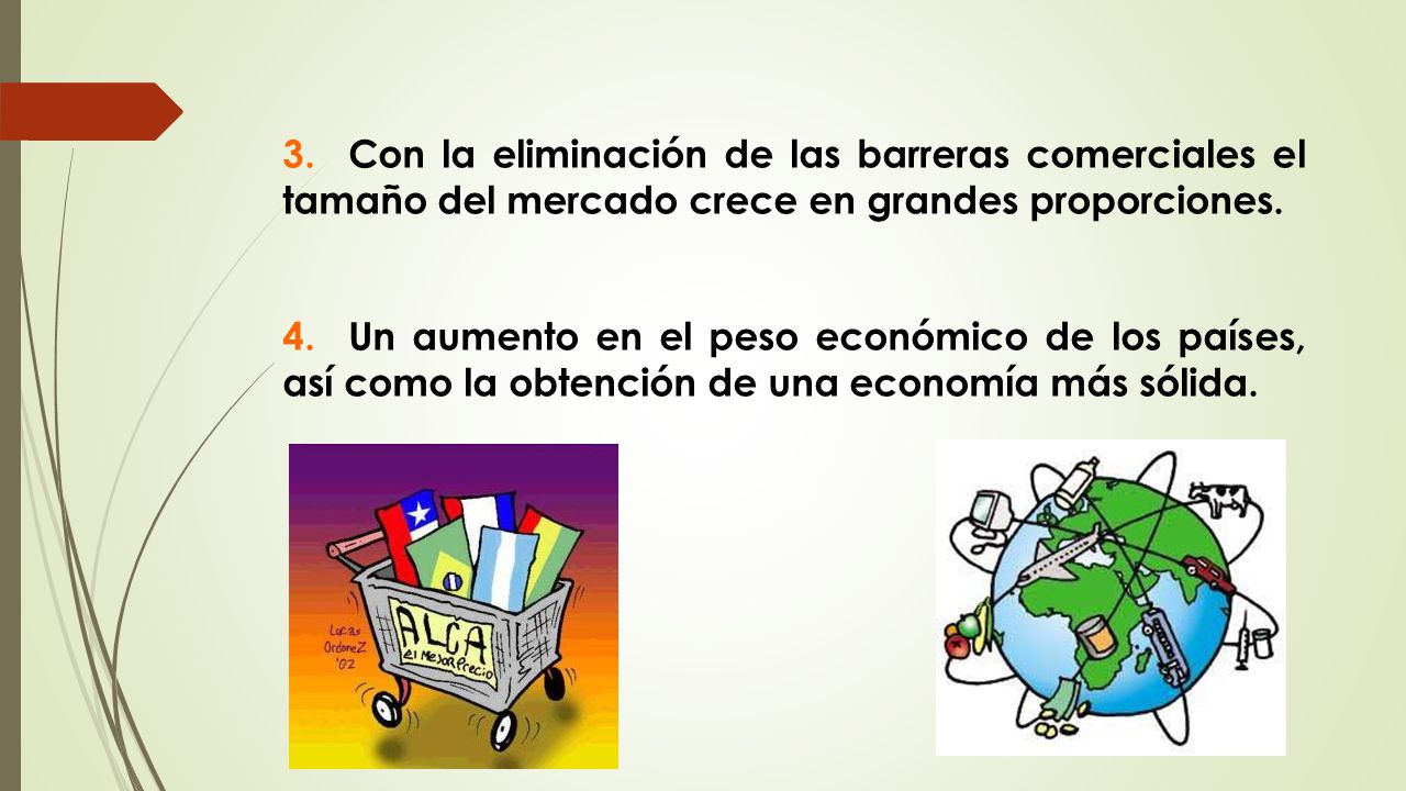 3. Con la eliminación de las barreras comerciales el tamaño del mercado crece en grandes proporciones.