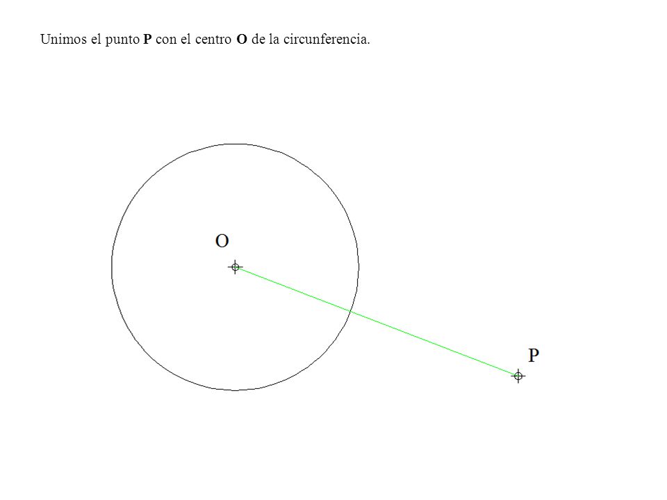 Unimos el punto P con el centro O de la circunferencia.