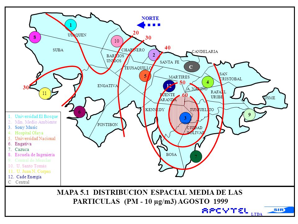 MAPA 5.1 DISTRIBUCION ESPACIAL MEDIA DE LAS
