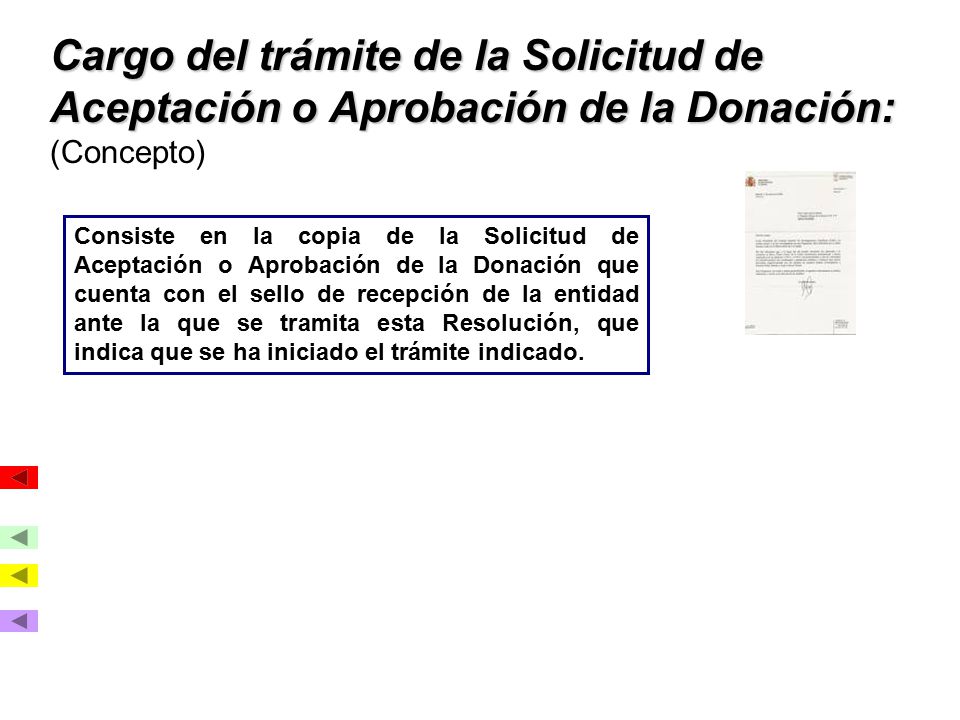 Cargo del trámite de la Solicitud de Aceptación o Aprobación de la Donación: (Concepto)