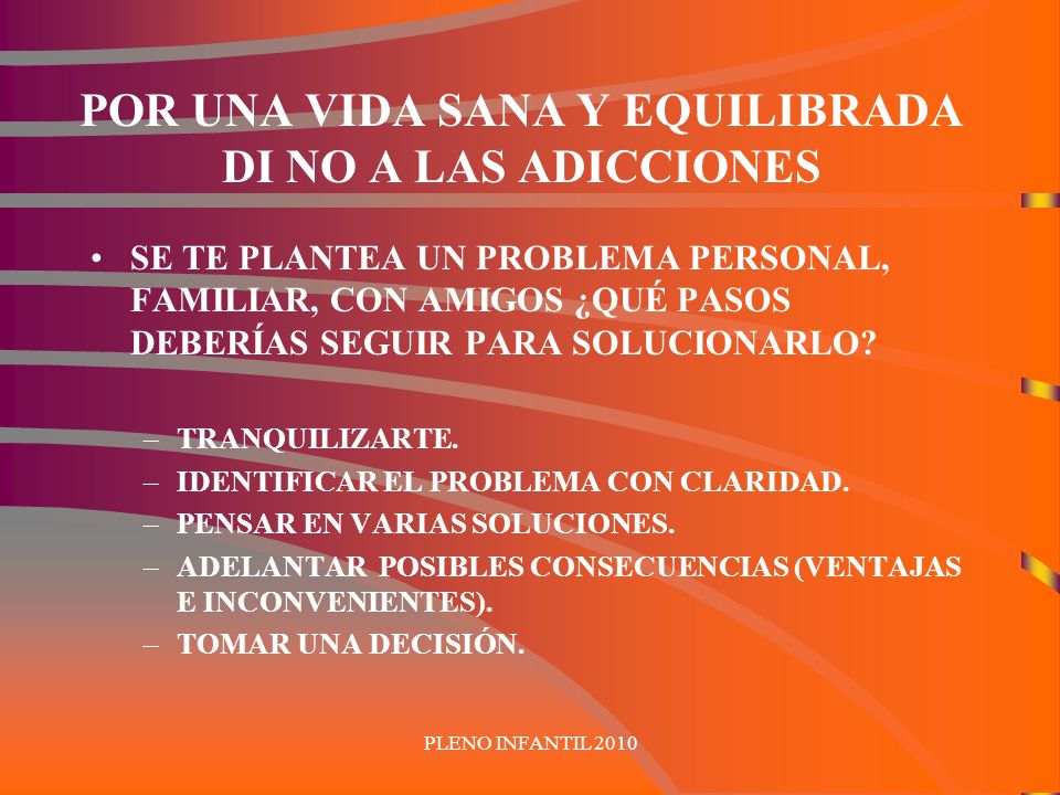 POR UNA VIDA SANA Y EQUILIBRADA DI NO A LAS ADICCIONES
