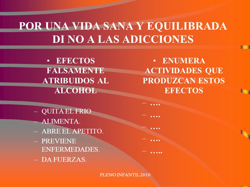 POR UNA VIDA SANA Y EQUILIBRADA DI NO A LAS ADICCIONES