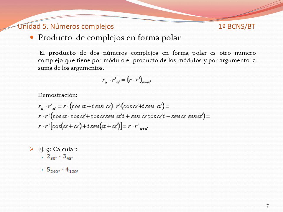 Producto de complejos en forma polar