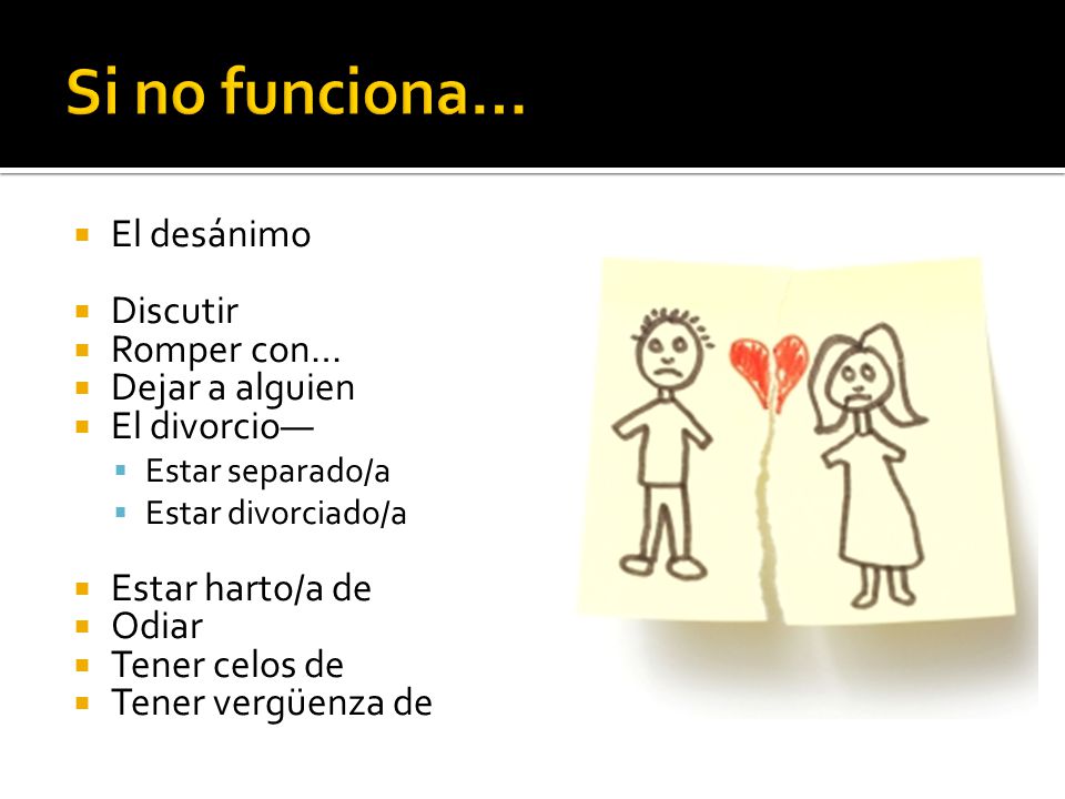 Si no funciona… El desánimo Discutir Romper con… Dejar a alguien