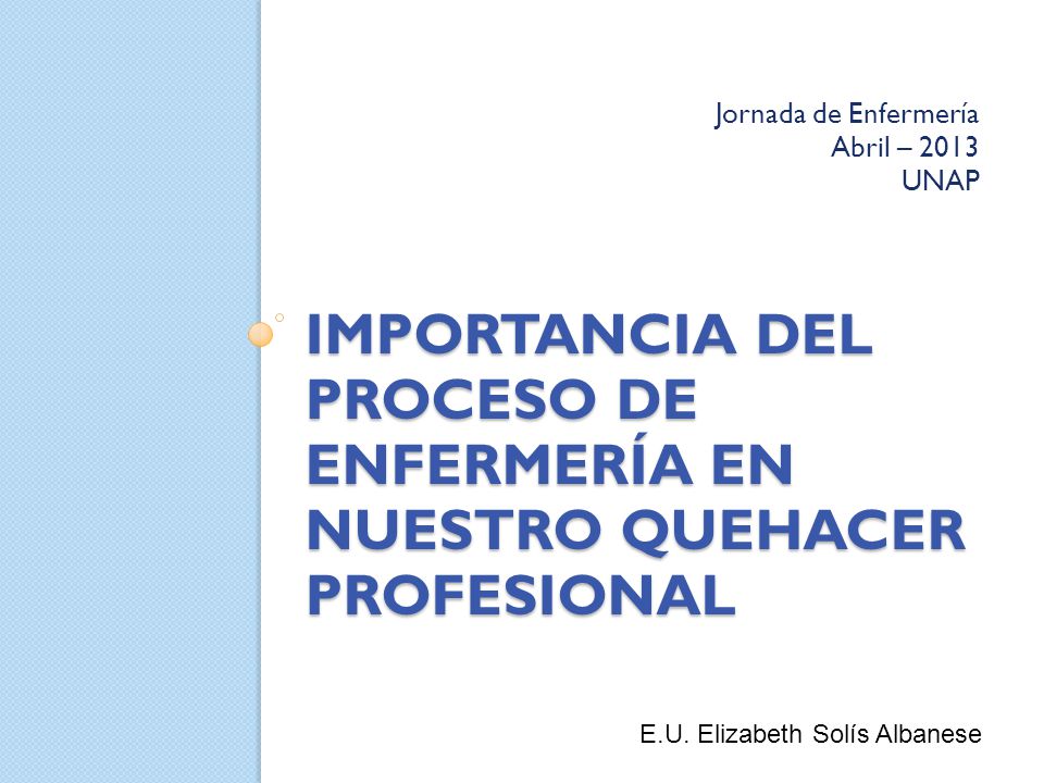 Importancia del Proceso de Enfermería en nuestro quehacer profesional